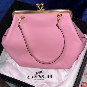 Coach Limited Edition Pink Kiss-Lock Frame leather bag